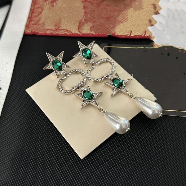 

20style luxury brand designers letters stud channel geometric women long crystal pearl earring bride wedding party jewerlry ax34d, Golden;silver