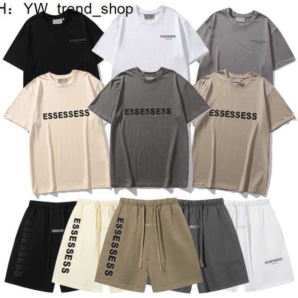 

designer fashion brand mens t shirt essent glued letter pattern short sleeve leisure loose womens t-shirt high street couple essentiel cloth, White;black