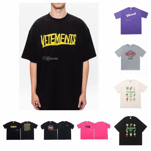 

mens t-shirts vetements t-shirt men women summer mens designer tees lucky letters printed wash water to make old short sleeved t shirts, White;black