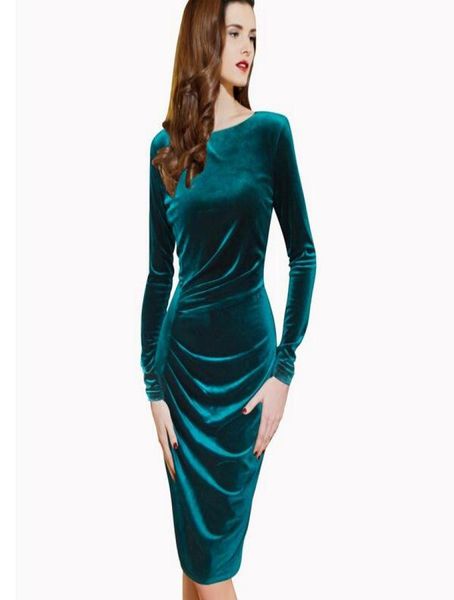 

lcw new design womens winter elegant long sleeve velvet ruched wear to work business office party stretch bodycon fitted dress5059061, Black