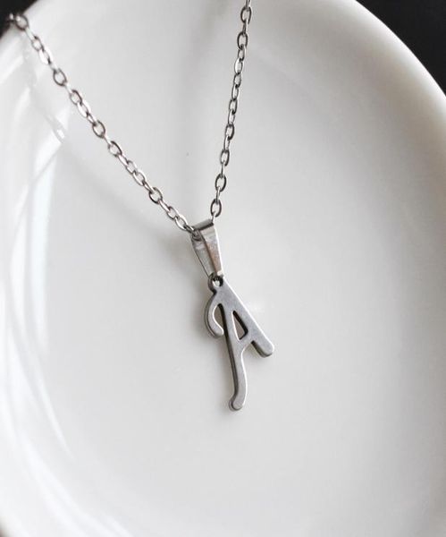 

womens jewelry name initials heart pendant necklace 26 letters stainless steel necklaces girls gifts first letter accessories2116941, Silver