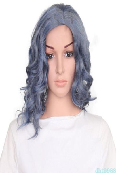 

synthetic short wigs for women side part gray mixed water wave wig fashion hair4395863, Black