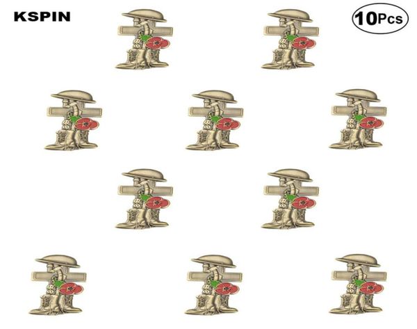 

3d poppy boots lapel badge brooch pins badges012345679245749, Gray