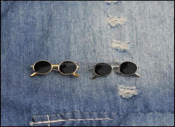 

mini sunglasses enamel pins cartoon glasses badges custom brooches bag men shirt clothes lapel pin punk cool sunglasse jewelry dro1594937, Gray
