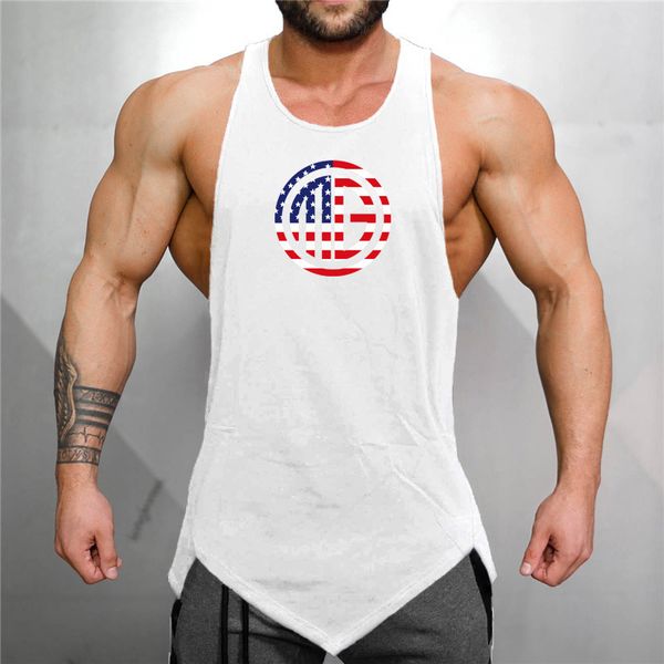 

men' tank brand cotton bodybuilding stringer men gyms shirt fitness men clothing breathable muscle vest 230720, White;black