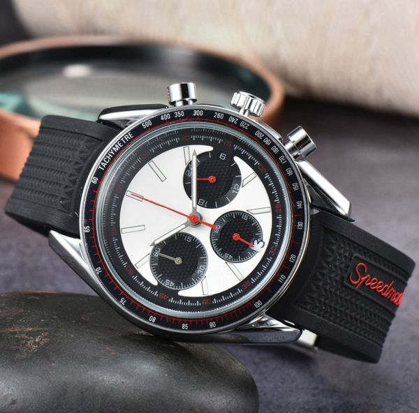 

watch new men watch full scale working quartz watch luxury omeg brand timepiece rubber band men fashion, Slivery;brown