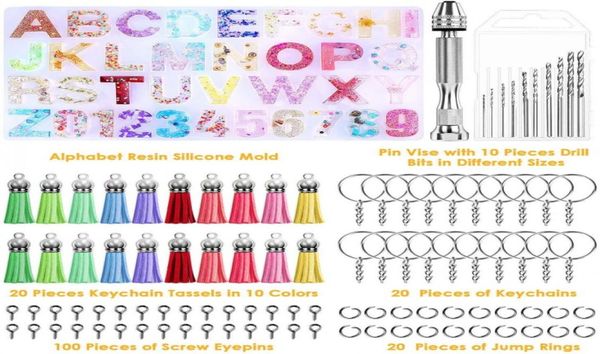 

alphabet silicone resin molds letter number epoxy molds keychain resin jewelry molds for resin casting with keychain tassels6878483, Blue;slivery