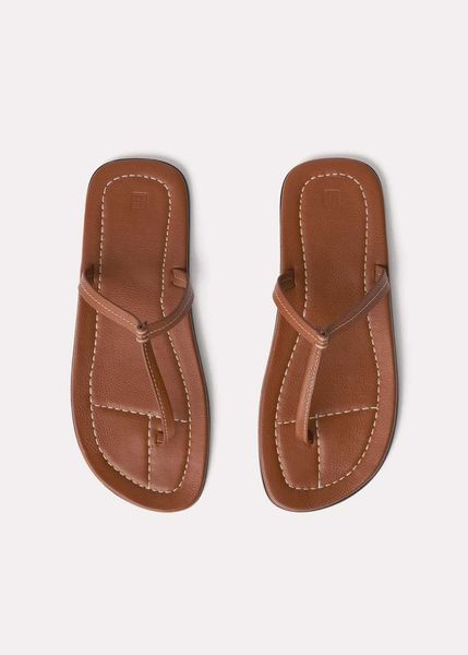 

toteme2023 new t-shaped lace up flat bottom flip toe slippers for casual versatile spring/summer beach sandals