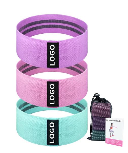 

custom logo yoga gym exercise fitness elastic hip whole non slip fabric booty resistance band set5498011
