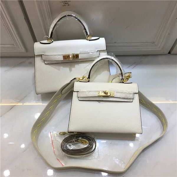 

ins cowhide women's bag new kellyss second generation double shoulder with palm pattern single shoulder handheld crossbody bag tide