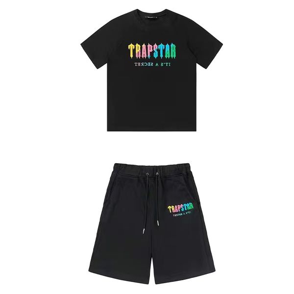 

mens trapstar t shirt short sleeve print outfit chenille tracksuit black cotton london streetwear s-2xl, Gray