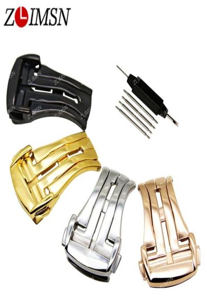 

selling for ome watch bands silver deployment clasp push button hidden clasp 16mm 18mm 20mm new ss strap buckles8358069, Black;brown