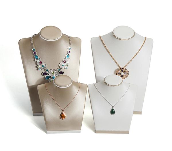 

pu leather necklace display bust neck form jewelry display stand for boutique jewellery window shelf exhibition counter stand3348930, Black