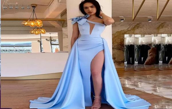 

2023 aline satin evening dresses long with 3d flower beads sleeveless high split cutout one shoulder prom gowns gb1114s19233952, Black