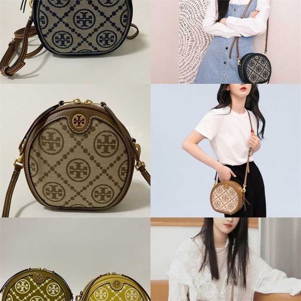 

62% off 2023 new bagdesigner jacquard women's cake vintage embossed one shoulder crossbody splice daily small round bag hazelnut brown