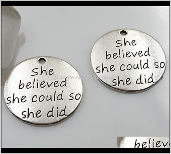 

antique sier word mes believed could so she did charms letter engraved pendant inspirational jewelry izuaz p2tfc8952309, Bronze;silver