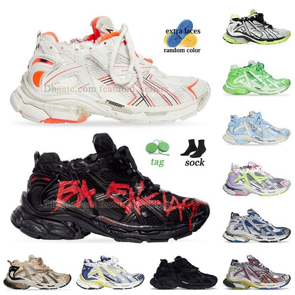 

track 3 led light casual shoes runner 7.0 3.0 platforms shoe luxury designer gomma leather nylon printed designer men dad lighted running la, Black