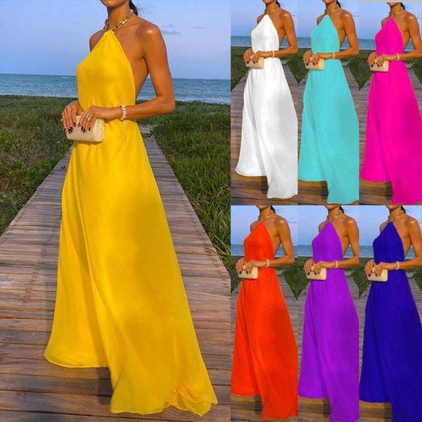 

summer womens dress slimming long necklace backless towering, Black;gray