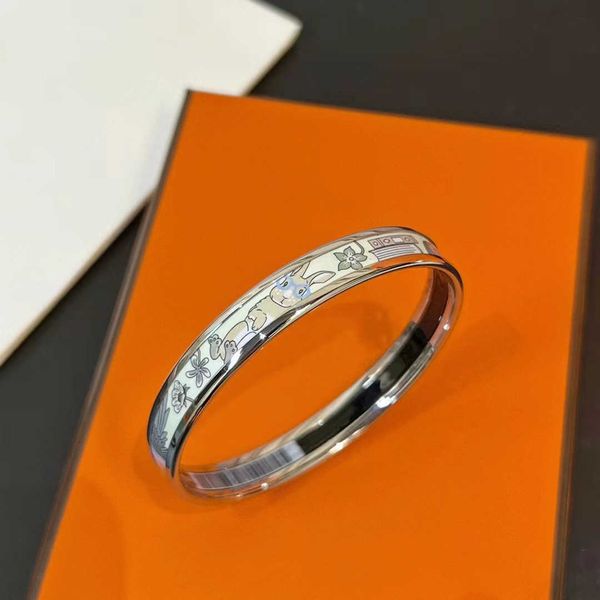 

original hrems bangle for sale high version new rabbit enamel bracelet men and women couples fashion personalized with gift box 1axe, Black