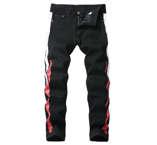 

2020 print jeans men new fashion elastic straight biker jeans european and american casual pant male denim trouser plus size 429045377, Blue