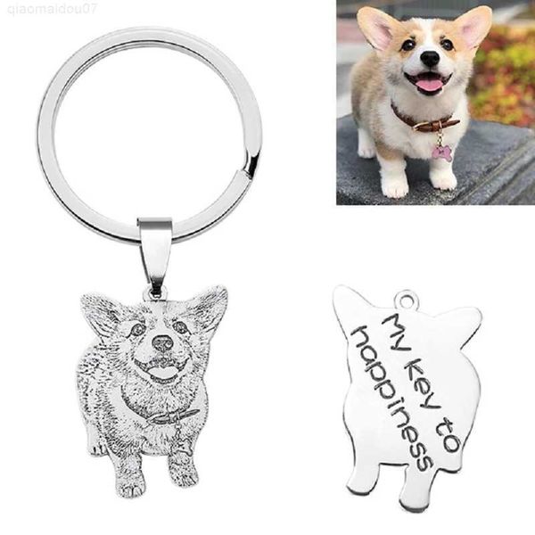 

key rings dascusto customized pet p keychain stainless steel dog tag key chain for memorial gift personalized pet animal keyring l230720, Slivery;golden