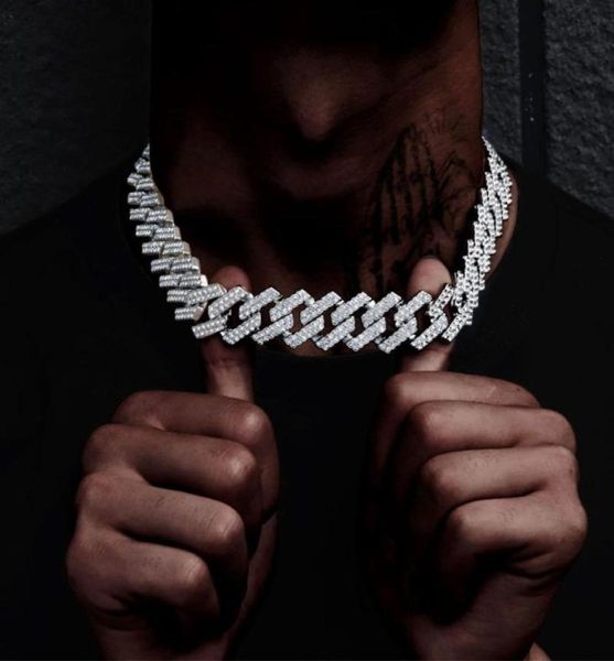 

pendant necklaces iced out men jewelry 5a cz hip hop bling micro pave 19mm cuban link chain big heavy chunky necklace1753654, Silver