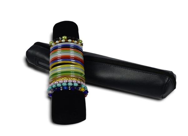 

fashion jewelry display case blue pu zipper bag black velvet bar watch holder bracelet jewelry organizer travel roll bag7490295