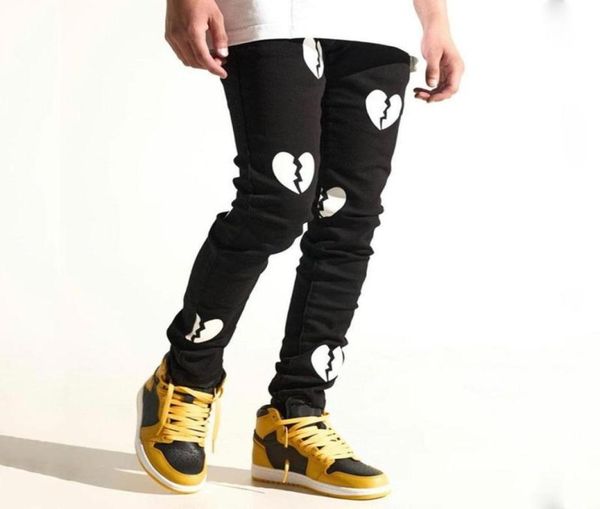 

men039s jeans digital printing casual slim fit small foot stretch pants black jeansmen039s4761362, Blue