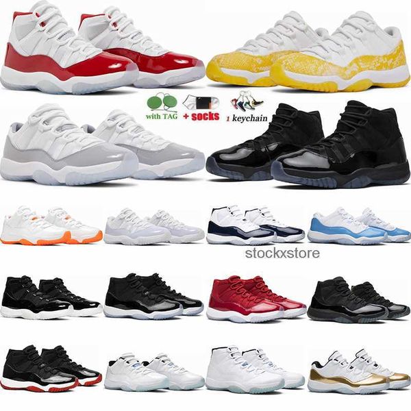 

grey 11 cement basketball shoes 11s cherry yellow snakeskin midnight navy pure violet 25th cap and gown bred gamma blue mens womens designer, Black