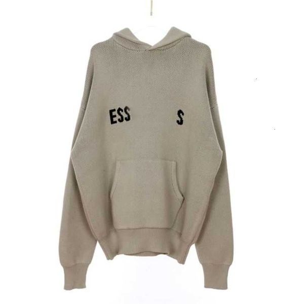 

es designer mens women essentialhoodie hoodies letter essentail knit hoody knitted sweaters casual pullovers essent autumn winter spring fas, Black
