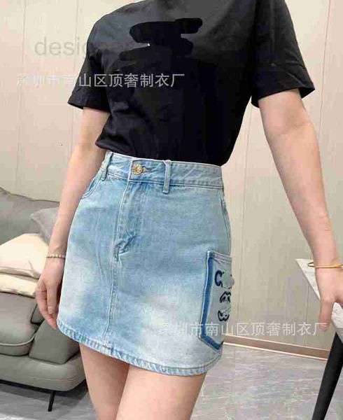 

women's jeans designer quality new classic skirt wash white blue large pocket design divine pants trend 3izt