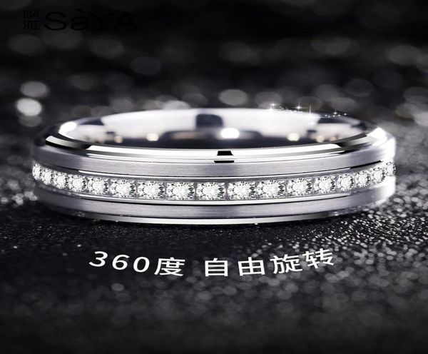 

cluster rings men039s ring 8mm wide white tungsten carbide fashion jewelry with cz gemstone rotating ring luxury mens6193654, Golden;silver