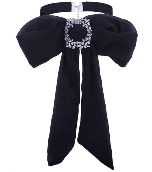 

charmcci luxury crystal bow brooches chiffon bowknot tie necktie corsage brooch for women tie dress collar jewelry accessorri5571846, Gray