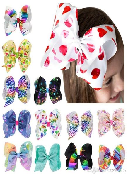 

jojo siwa 8 inch hair bows for girls print ribbon bowknot hair clip love heart valentine039s day hairgrips fashion hair accesso7729312, Slivery;white