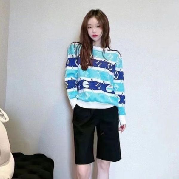 

women sweaters full print v letter knitting designer sweater high street pullover oversized jumper clothes puff, White;black