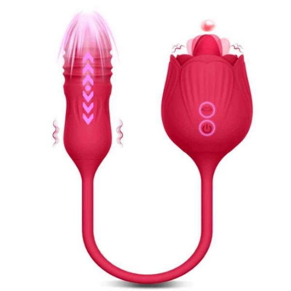 

new rose egg skipping female telescopic double vibrating toy