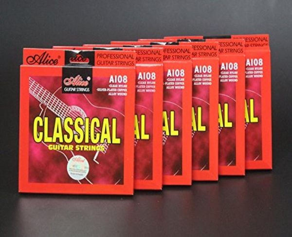 

6 packs full set replacement alice a108 standard tension 028043 clear nylon silverplated copper alloy wound classical guitar6212478