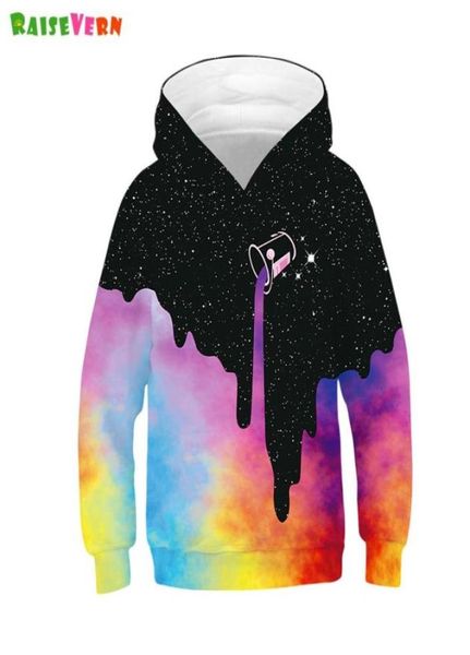 

kids hoodies boys girls clothes fashion 3d print milk space galaxy hooded children sweatshirt 6 8 9 10 12 years pullover 6184076, Black