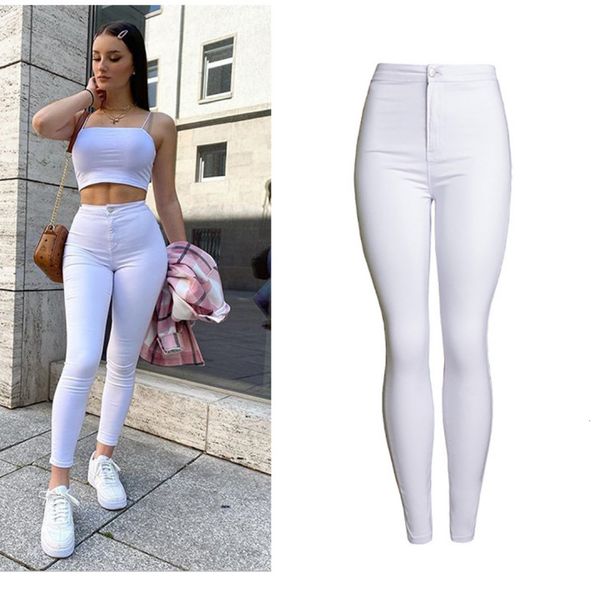 

women s jeans colored pencil pants elastic slim casual candy leggings 230720, Blue