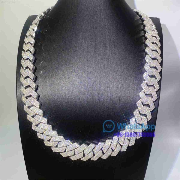 

custom made 20mm 4 rows miami style hip hop jewelry necklace s925 silver moissanite lab diamonds cuban link chain