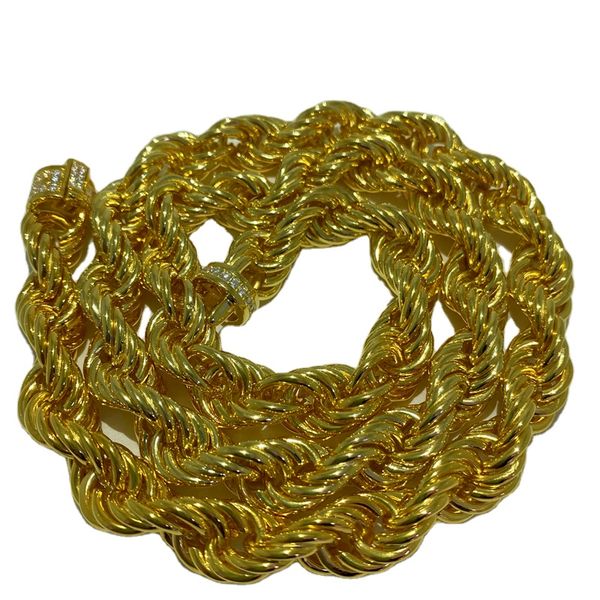 

european and american twine twist chain 11mms925 silver mosan with spike necklace real gold plated hip hop necklace