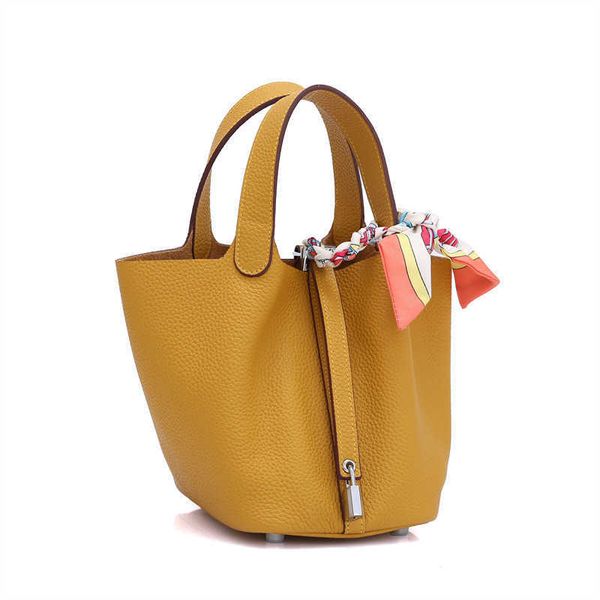 

luxury picotin lock bag layer togo cow leather bucket bag women's spring and summer 2023 new handbag large capacity vegetable basket ri