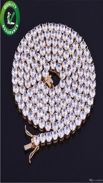 

designer necklace bling iced out tennis chains mens hip hop jewelry luxury necklaces silver gold rapper chain diamond charms fashi3575454, Black