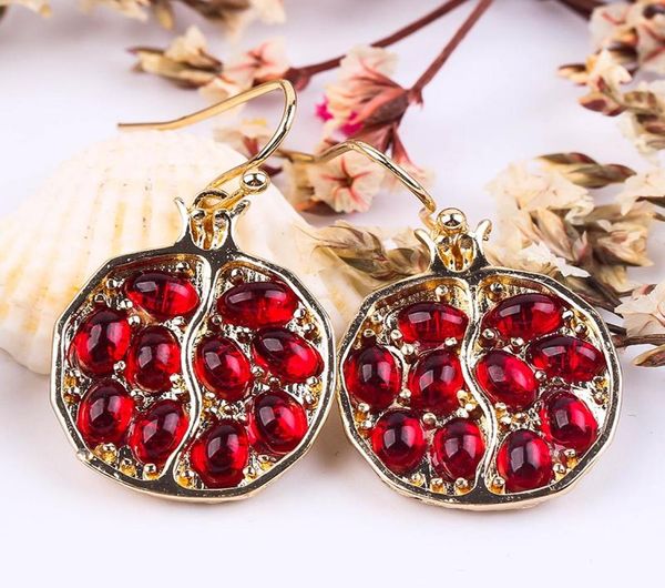 

dangle chandelier vintage fresh red stone drop earring interesting pomegranate shaped gold color earrings jewelry set for women 3853376, Silver