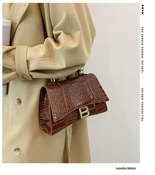 

handbag designer 2023 premium textured lacquer leather stone pattern hourglass one shoulder handheld straddle women's bag