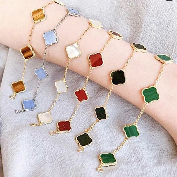 

jewelry woman bracelets 4four leaf van clover bracelet onyx bracelet 18k white gold plated necklaces chain elegant jewelery gift s3o6#, Golden;silver