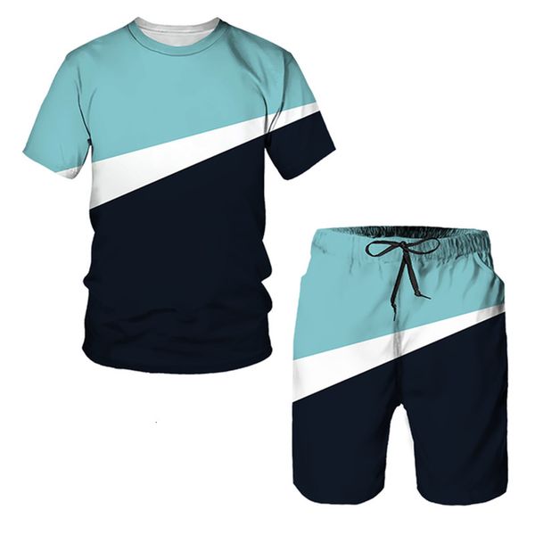 

men's tracksuits summer casual stripe suit 3d printed mens gym suit 2 piece oversized sportswear man tshirt beach shorts outfits custom, Gray