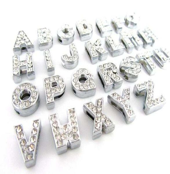 

260pcslot diy slide letters with rhinestone charms for 10mm 8mm pet dog collars 2507123, Crystal