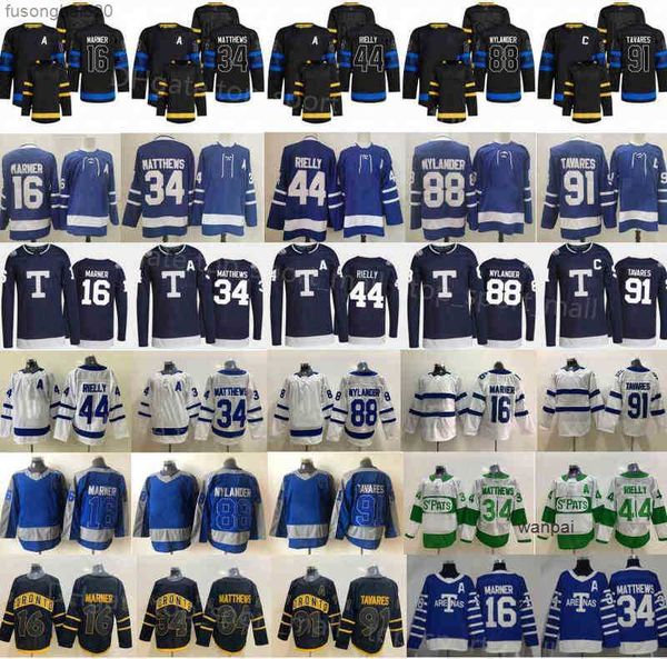 

alternate reversible black hockey jersey auston matthews john tavares mitchell marner william nylander morgan rielly blue arenas reverse, Black;red