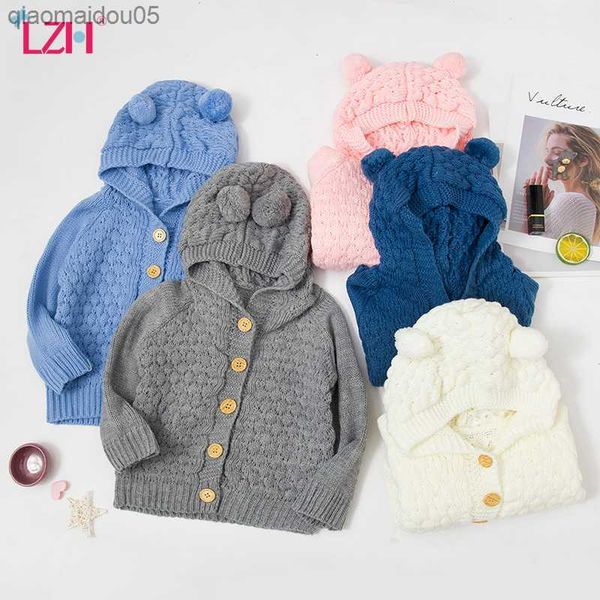 

lzh 2021 autumn infant hooded knitting jacket for baby clothes newborn coat for baby boys girl jacket winter kids outerwear coat l230712, Blue;gray